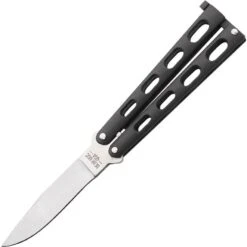 Bear & Son 113B Butterfly Folding Pocket Knife With Black Epoxy Powder Coated Metal Handle