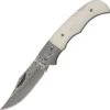 Magnum 01MB180DAM Damascus Blade Lockback Folding Pocket Knife With Smooth Ivory Bone Handle