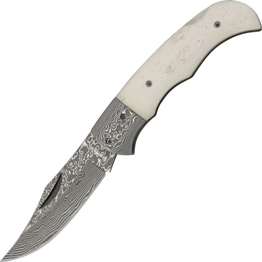 Magnum 01MB180DAM Damascus Blade Lockback Folding Pocket Knife With Smooth Ivory Bone Handle 1 Magnum 01MB180DAM Damascus Blade Lockback Folding Pocket Knife With Smooth Ivory Bone Handle