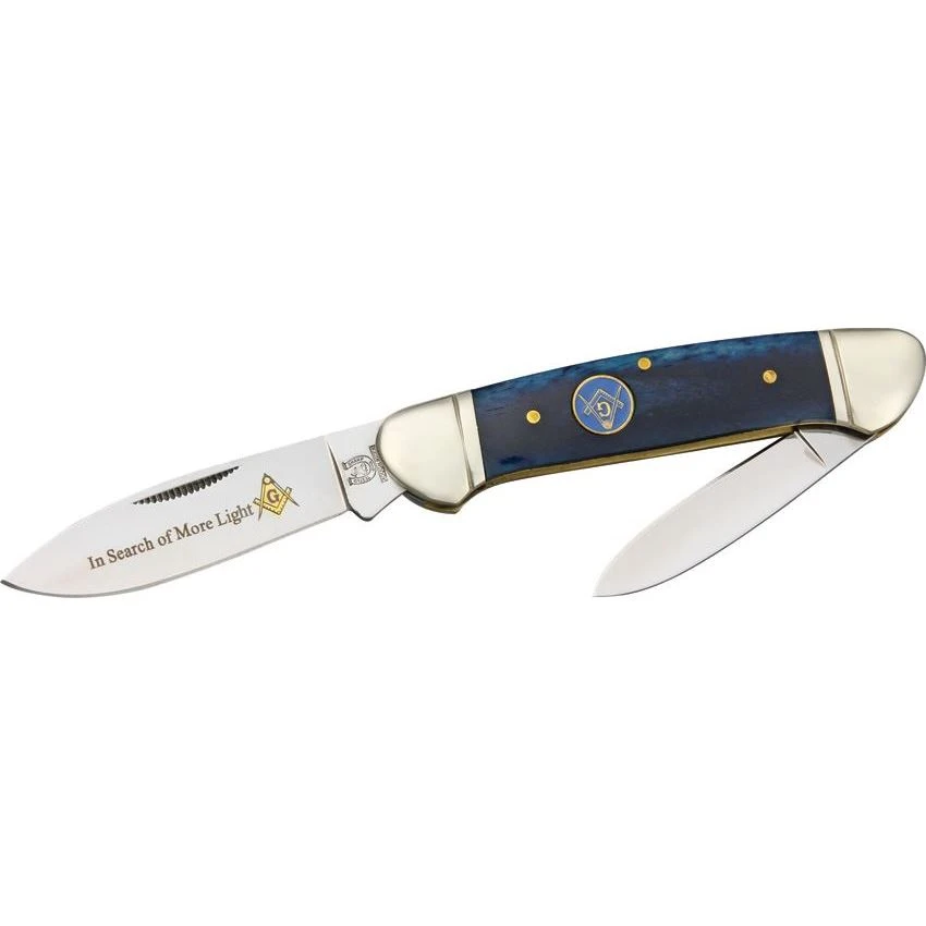 Rough Rider 1224 Masonic Canoe Spear And Pen Blades Folding Knife With Blue Bone Handle 1 Rough Rider 1224 Masonic Canoe Spear And Pen Blades Folding Knife With Blue Bone Handle