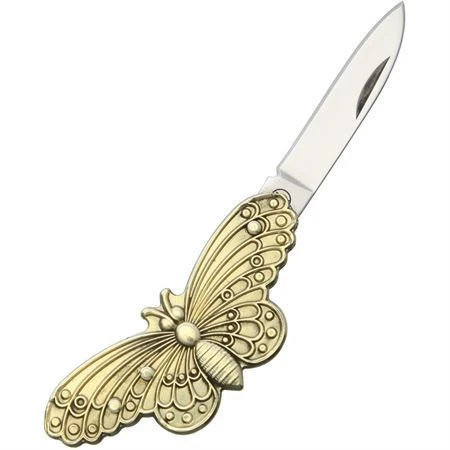 Novelty 318 Butterfly Folder Mirror Finish Stainless Pen Blade Knife With Butterfly Shaped Nickel Silver Handle 2 Novelty 318 Butterfly Folder Mirror Finish Stainless Pen Blade Knife With Butterfly Shaped Nickel Silver Handle - Image 2