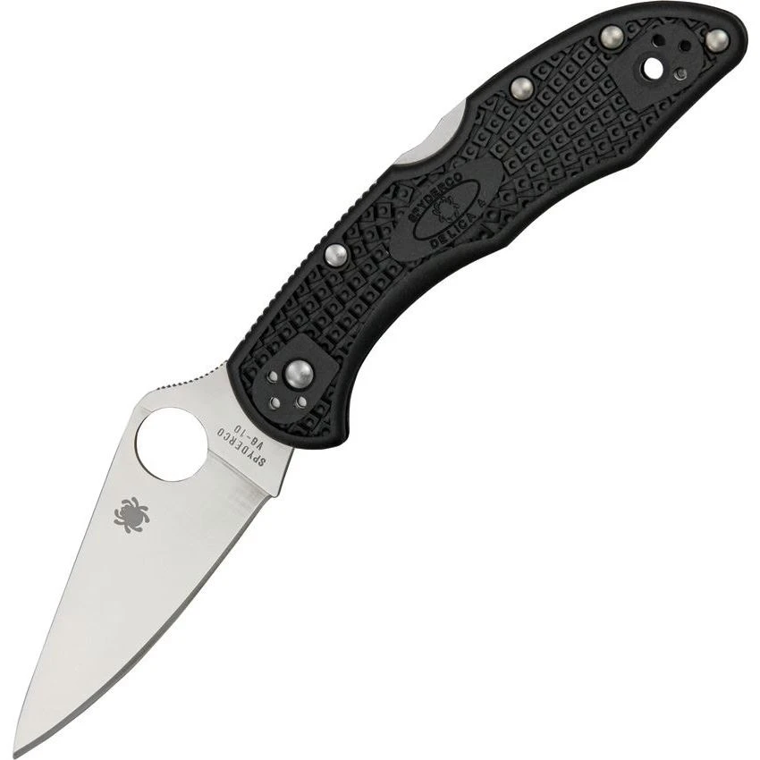 Spyderco 11FPBK Delica Flat Ground Lockback Folding Pocket Knife 1 Spyderco 11FPBK Delica Flat Ground Lockback Folding Pocket Knife