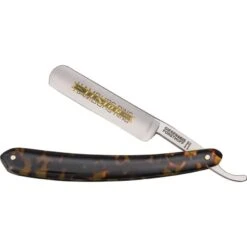 Timor M504 Straight Razor With Brown And Beige Imitation Tortoise Handle