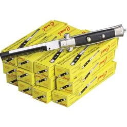 China Made OC1 Pack Of 12 Switchblade Folding Pocket Knife With Brown Composition Handle