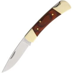 Rite Edge 211182 Lockback Folding Pocket Stainless Clip Point Blade Knife With Brown Wood Handles