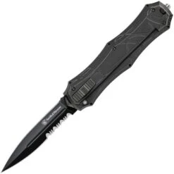 Smith & Wesson OTF9BS Otf Assist Finger Folding Pocket Knife With Black Sculpted Aluminum Handle
