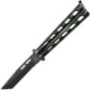 Bear & Son 115TAN Butterfly Knife With Silver Vein Epoxy Powder Coated Zinc Handle