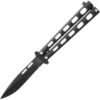 Bear & Son 115B Butterfly Folding Pocket Knife With Black Powder Coated Zinc Handle