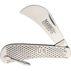 Marbles 409 Hawkbill Folding Pocket Knife With Textured Stainless Handle