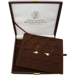 China Made 1904 Collectible Coin Display With Brown Faux Leather Box