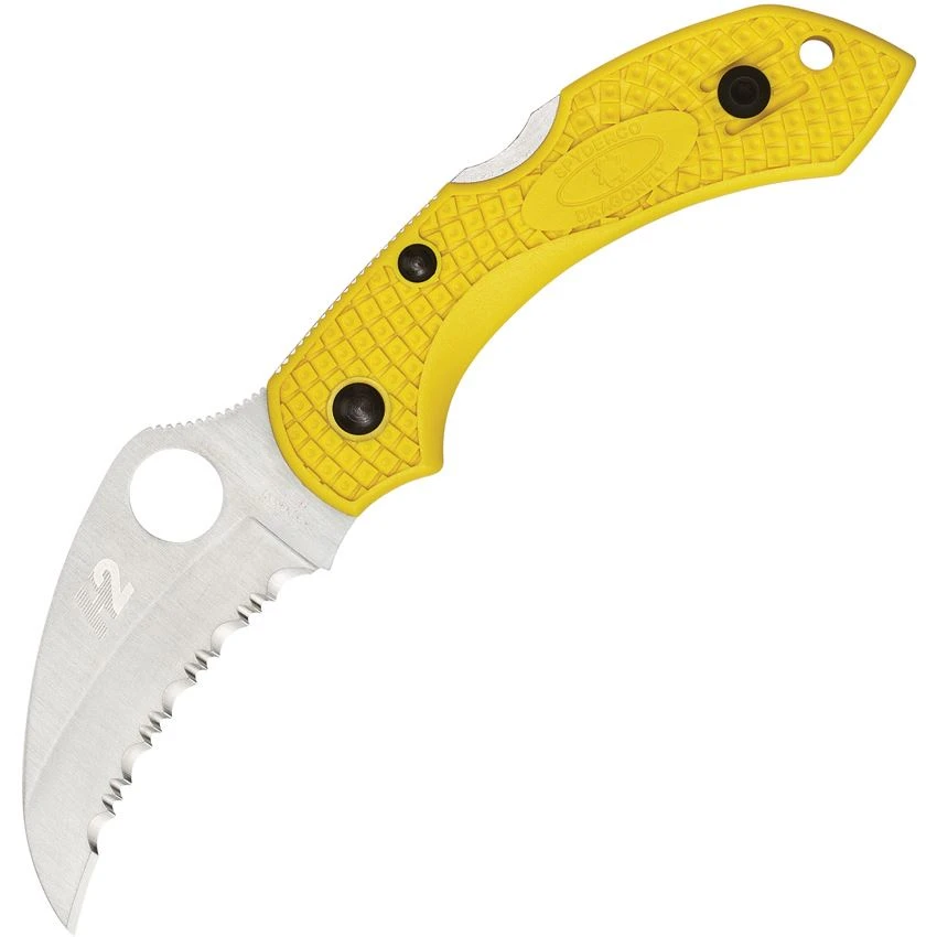 Spyderco 28SYL2HB Dragonfly 2 Salt Lockback Folding Pocket Knife With Yellow Textured FRN Handle 1 Spyderco 28SYL2HB Dragonfly 2 Salt Lockback Folding Pocket Knife With Yellow Textured FRN Handle