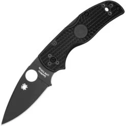 Spyderco 41PBBK5 Native 5 Lockback Plain Stainless Blade Knife With Black Textured FRN Handle
