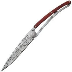 Deejo 1CB055 Tattoo Titan 37g Manuscript Knife With Coral Wood Handle