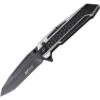 MTech 1135GY Button Lock Knife With Black And Gray Anodized Aluminum Handle