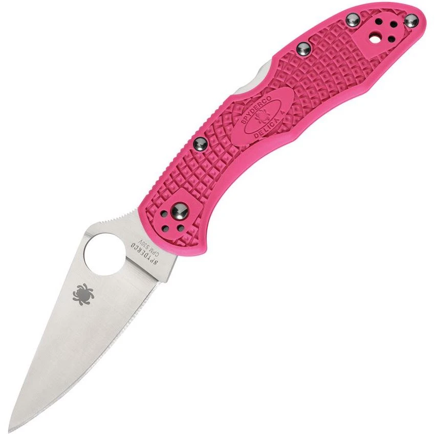 Spyderco 11FPPNS30V Pink Heals Delica Lockback Knife 1 Spyderco 11FPPNS30V Pink Heals Delica Lockback Knife